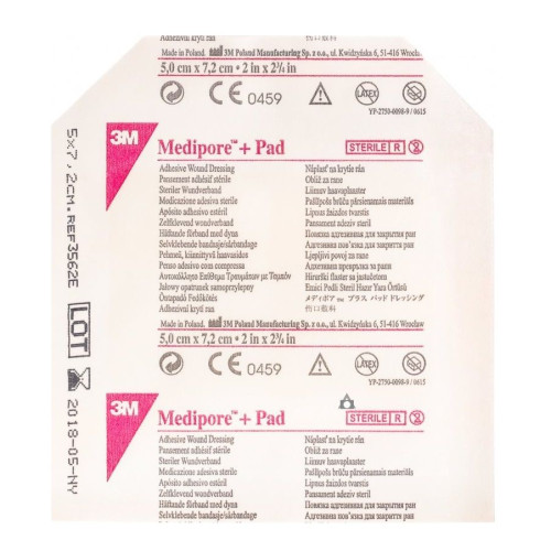 3M Medipore +Pad Sterile Dressing with Absorbent Pad 1.97"/2.83" (5/7.2 cm)