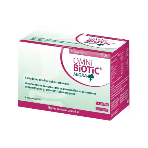 Omni Biotic Migraine Sachet for Migraine and Nausea 30 pcs 0.11 oz (3 g)