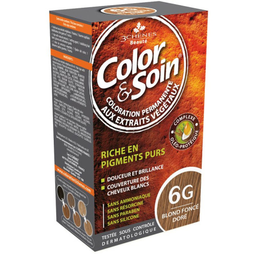 3Chenes Color and Soin Ammonia-Free Hair Dye Color 6G Golden Dark Blonde 4.56 fl oz (135 ml)