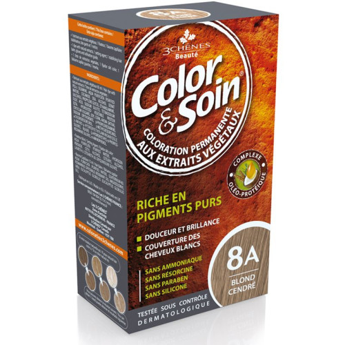 3Chenes Color and Soin Ammonia-Free Hair Dye Color 8A Ash Blonde 4.56 fl oz (135 ml)