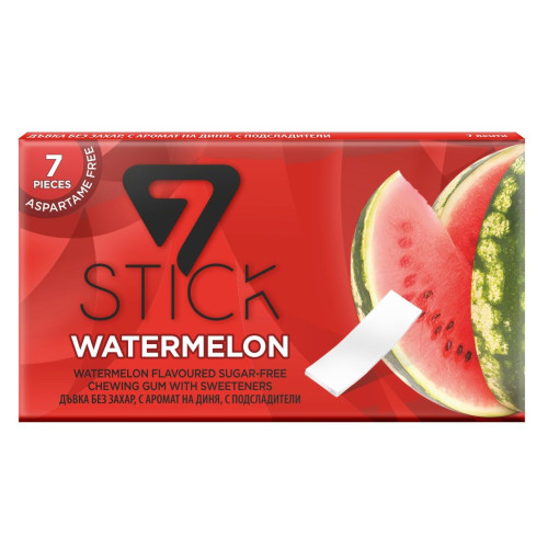 7Stick Watermelon Sugar-Free and Aspartame-Free Chewing Gum Watermelon Flavor 7 Strips
