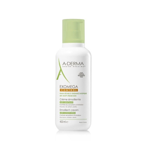 A-Derma Exomega Control Emollient Cream for Face and Body for Very Dry and Atopic Skin 13.53 fl oz (400 ml)