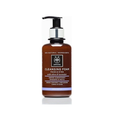 Apivita Cleansing Cream-Foam for Face and Eyes with Olive and Lavender 6.76 fl oz (200 ml)