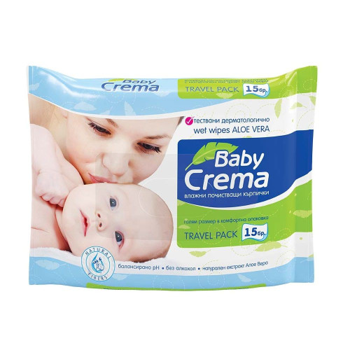 Baby Crema Baby Wet Wipes with Aloe Vera Extract 15 pcs