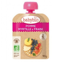 Babybio Fruit Mousse with Apples Strawberries and Blueberries for Children 6+ Months 3.17 oz (90 g)