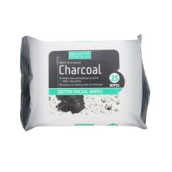 Beauty Formulas Charcoal Detoxifying Face Wipes with Activated Charcoal 25 pcs