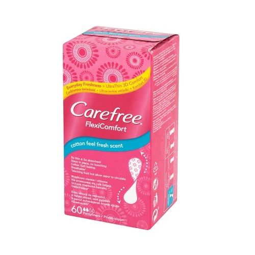 Carefree Flexicomfort Cotton Women's Daily Sanitary Cottone Feel Fresh Scent Pads 60 pcs