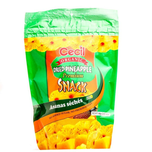 Cecil Snack Organic Dried Pineapple 3.53 oz (100 g)