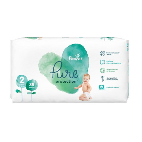 Pampers Pure Protection 2 Mini Diapers for Children 8.8-17.6 lb (4-8 kg) 39 pcs