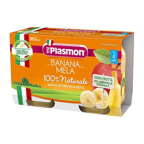 Plasmon Banana and Apple Puree for Children 4+ Months 3.66 oz (104 g) 2 pcs - 3507