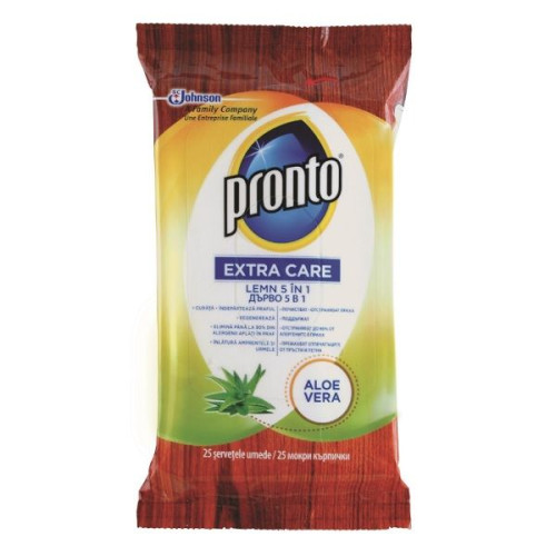 Pronto Extra Care 5-in-1 Cleaning Wipes for Wooden Surfaces with Aloe Vera 25 pcs
