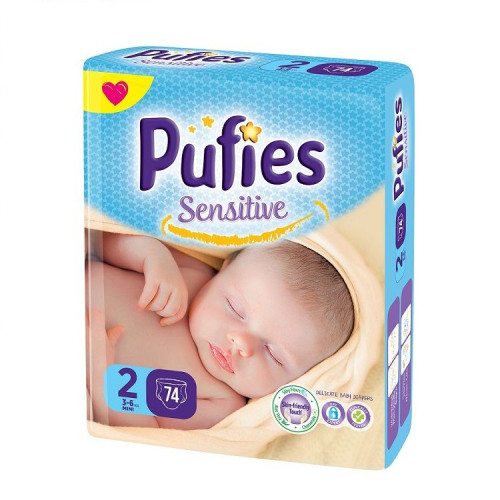 Pufies Sensitive 2 Mini Diapers for Babies 6.6-13.2 lb (3-6 kg) 74 pcs