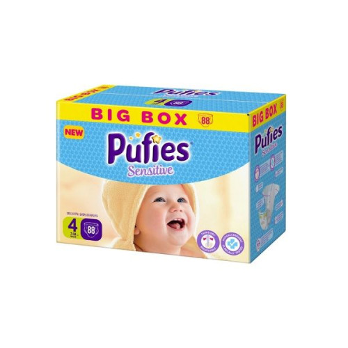 Pufies Sensitive Big Box 4 Maxi Diapers for Children 15.4-30.9 lb (7-14 kg) 88 pcs