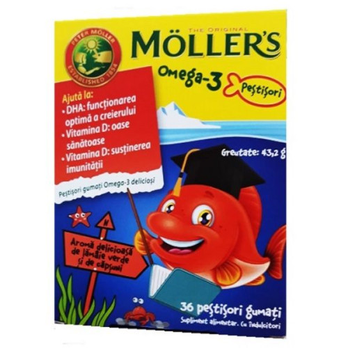 Moller's Omega-3 Jelly Fish for Children with Lemon and Strawberry 36 pcs