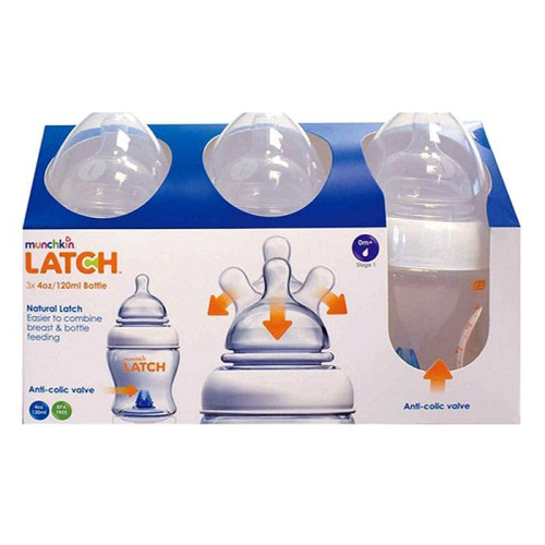 Munchkin Latch Feeding Bottle for Children 0+ Months 4.06 fl oz (120 ml) 3 pcs