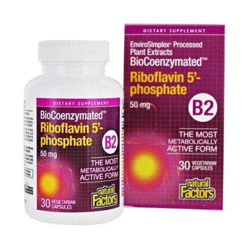 Natural Factors Bioenzymed Riboflavin 5 Phosphate Vitamin B2 for Tone and Energy 30 Capsules