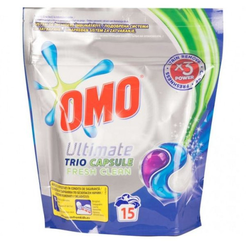 Omo Ultimate Trio Capsule Fresh Clean Laundry Detergent Capsules for White Laundry 3.37 lb (1527 g)