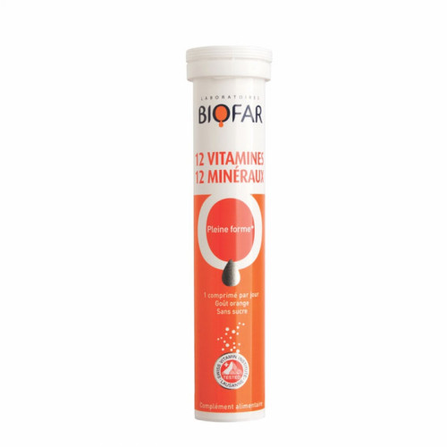 Biofar 12 Vitamins and 12 Minerals for Children and Adults 20 Effervescent Tablets