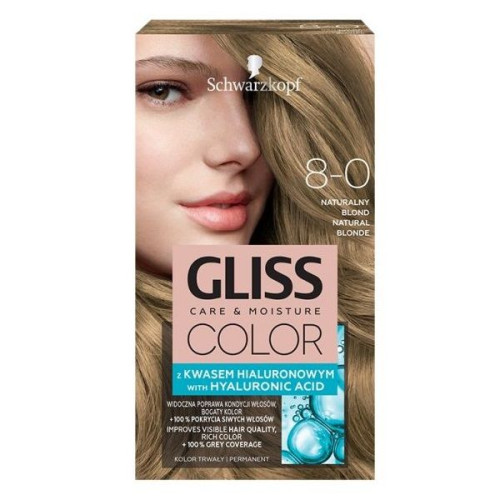 Gliss Color Permanent Hair Dye 8-0 Natural Blonde