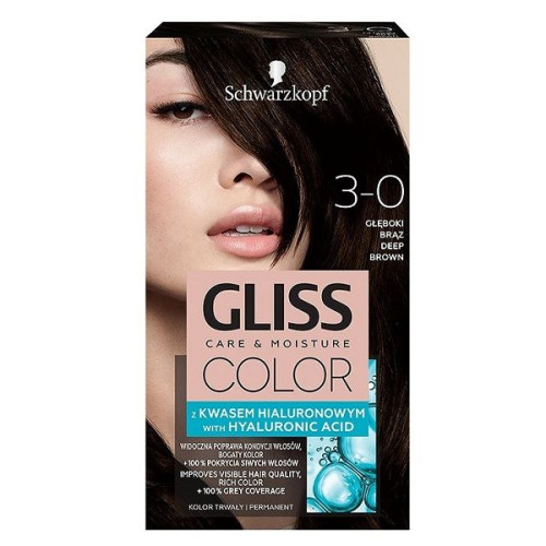 Gliss Color Permanent Hair Color 3-0 Dark Brown