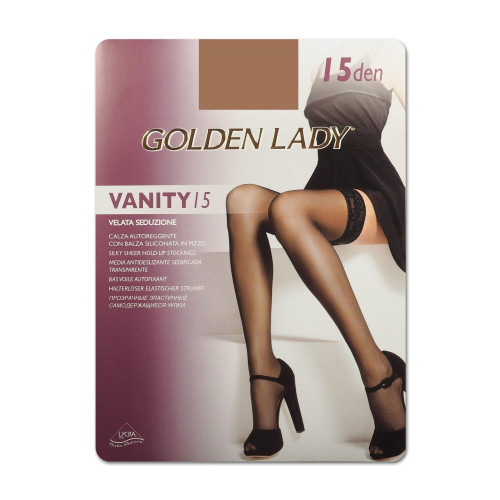 Golden Lady Vanity 15 Elegant Silicone Stockings for Women Color Melon Size S/M 1 pc