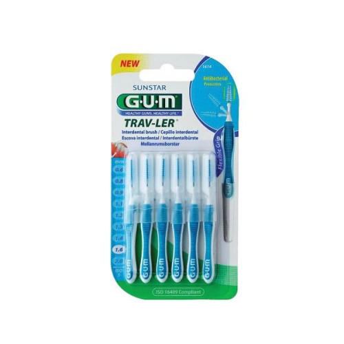 Gum Trav-Ler Interdental Toothbrushes for Gingivitis Prevention 0.06" (1.6 mm) 6 pcs