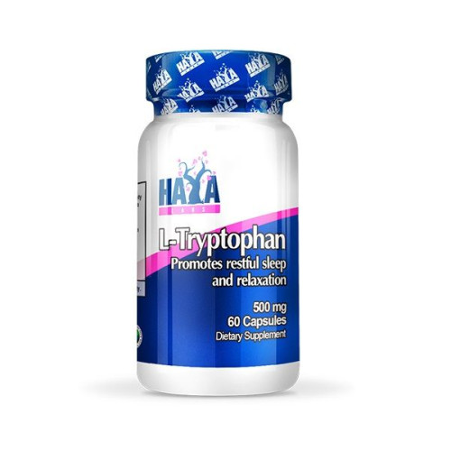 Haya Labs L-Tryptophan for Good Tone and Relaxation 500 mg 60 Capsules