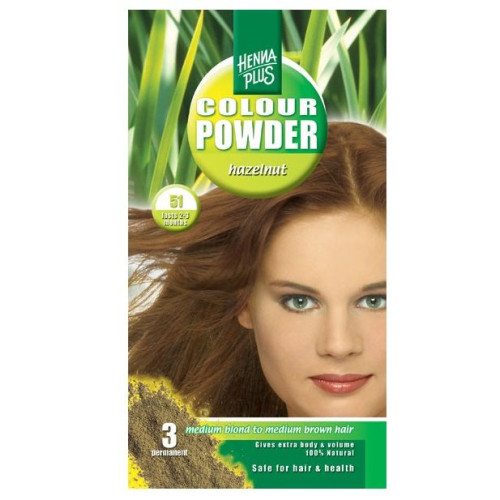 Hennaplus Color Powder Henna for Hair Color 51 Hazelnut 3.53 oz (100 g)