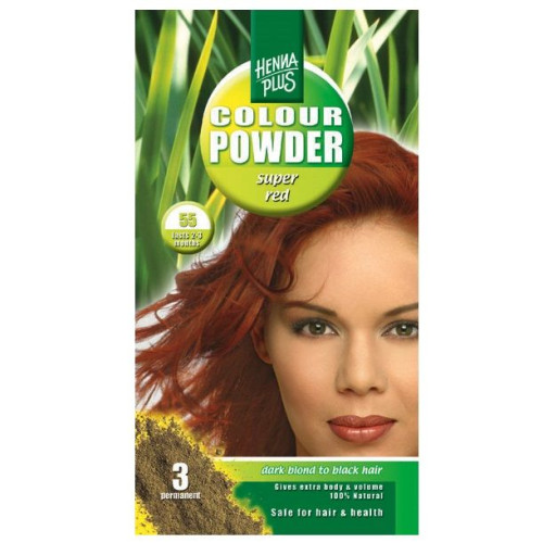 Hennaplus Color Powder Hair Dye Color 55 Super Red 3.53 oz (100 g)
