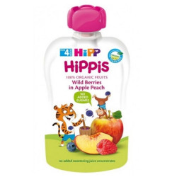 Hipp Organic Happy Fruit Snack with Apple Peach and Wild Berries for Children 4+ Months 3.53 oz (100 g)