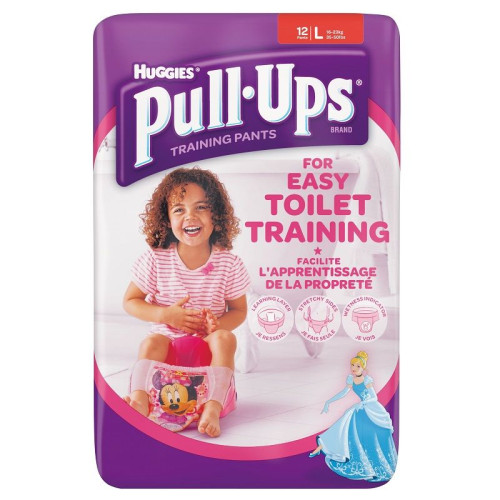 Huggies Pull Ups Training Pants for Girls Size L 35.3-50.7 lb (16-23 kg) 12 pcs