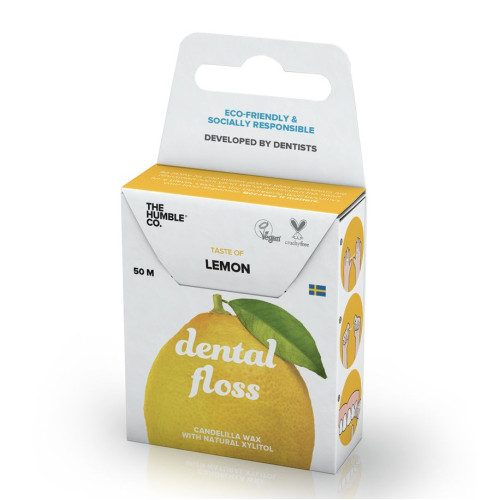 The Humble Co. Lemon Dental Floss with Natural Wax Coating and Lemon 55 yd (50 meters) 1 pc
