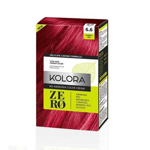 Kolora Zero Ammonia-Free Semi-Permanent Cream Hair Dye 6.6 Deep Red