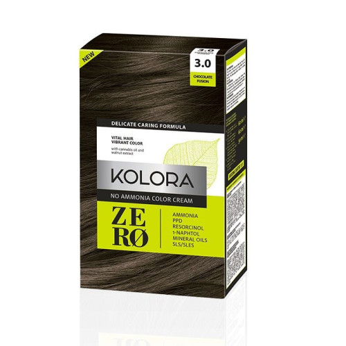 Kolora Zero Ammonia-Free Semi-Permanent Cream Hair Dye 3.0 Natural Chocolate
