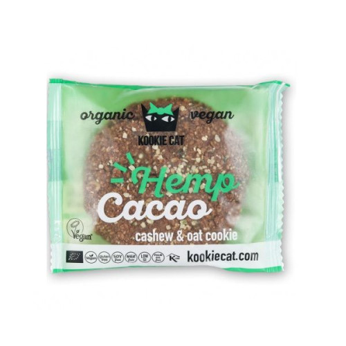 Kookie Cat Hemp Cocoa Organic Vegan Cookie with Hemp Seeds and Cocoa 1.76 oz (50 g)