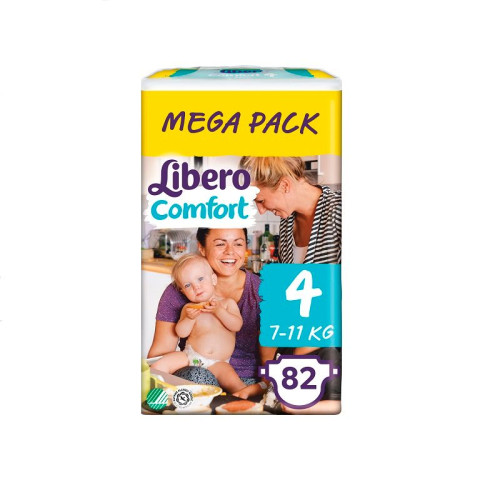 Libero Comfort 4 Maxi Diapers for Babies and Children 15.4-24.3 lb (7-11 kg) 82 pcs