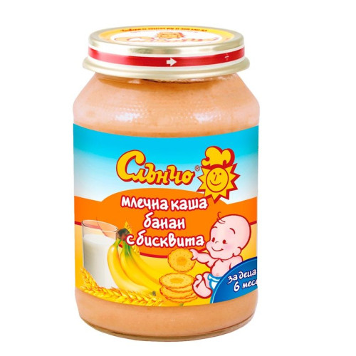 Slancho Puree Milk Porridge Banana with Biscuits for Children 6+ Months 6.7 oz (190 g)