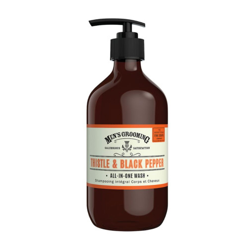 Scottish Fine Soaps Thistle and Black Pepper All in One Shampoo and Body Wash for Men 16.91 fl oz (500 ml)