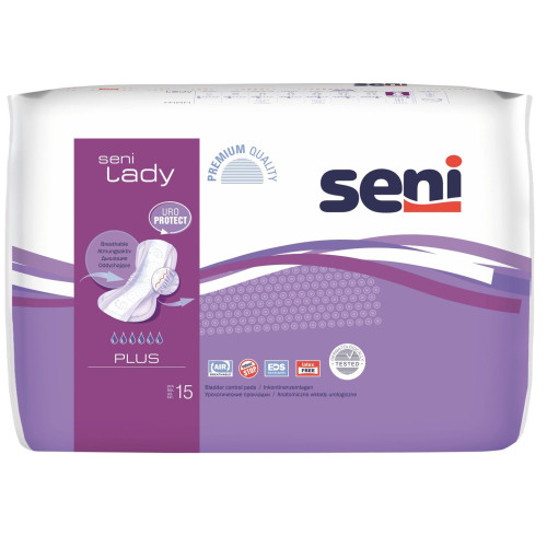 Seni Lady Plus Urological Pads for Women with Light and Moderate Incontinence 15 pcs