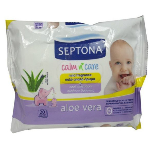 Septona Aloe Vera Antibacterial Wet Wipes for Babies with Aloe Vera 20 pcs