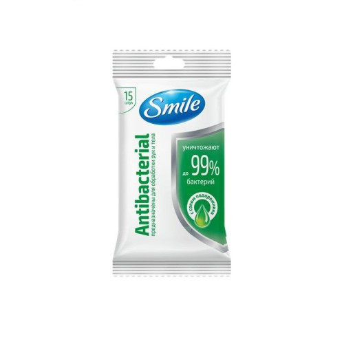 Smile Antibacterial Wet Wipes with Plantain Extract 15 pcs