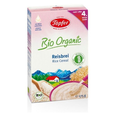 Topfer Dairy-free Organic Rice Cereal for Babies 4+ Months 6.17 oz (175 g)