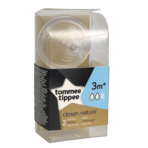 Tommee Tippee Easi-Vent Medium Feeding Teat - 2 Drops for Children 3+ Months 2 pcs