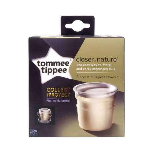 Tommee Tippee Closer to Nature Breast Milk Storage Containers 4 X 2.03 fl oz (60 ml)