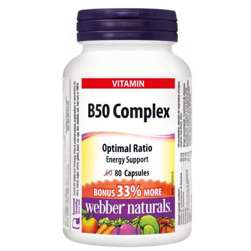 Webber Naturals B50 Complex for Tone and Energy in Cases of Stress and Fatigue 80 Capsules