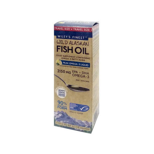 Wiley's Finest Wild Alaskan Fish Oil Peak Omega-3 Liquid Omega-3 Fish Oil Syrup with Lemon Flavor 2.03 fl oz (60 ml)