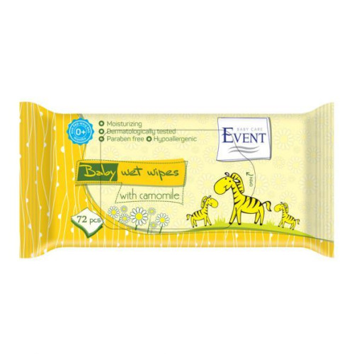 Event Baby Moisturizing Baby Wipes with Chamomile 0% Alcohol 72 pcs
