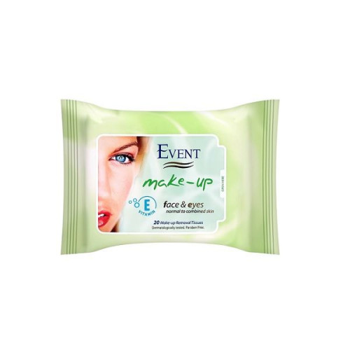 Event Make-up Cleansing Wet Wipes for Makeup with Moisturizing Effect with Vitamin E 20 pcs