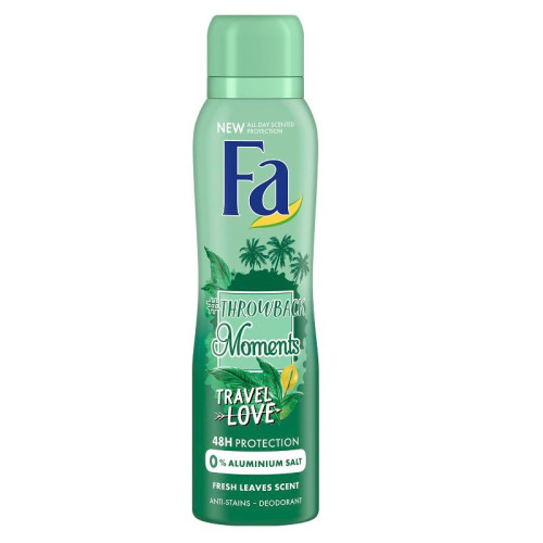 Fa Trowback Moments Travel Love Deodorant Spray with Exotic Leaf Fragrance 5.07 fl oz (150 ml)