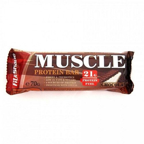 Muscle Protein Bar Protein Dessert with Stevia and Chocolate Flavor 2.47 oz (70 g)